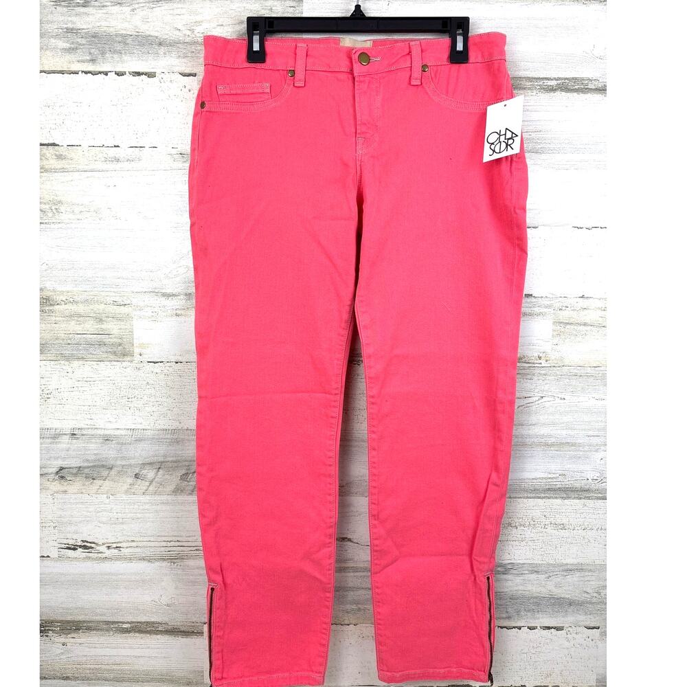 Chaser Womens 30 Pink Straight Ankle-Zip Lightweight Spring Denim Jeans NEW